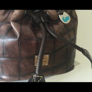 Chocolate Croc Dooney & Bourke Bucket Handbag
